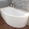 Baignoire asymétrique 145 x 85 Gauche MIKI acrylique blanc + avec Tablier + Pieds + Vidage à chromé