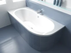 Baignoire asymétrique 170 x 75 Gauche AVITA acrylique blanc, sans Habillage + Pieds + Vidage à chromé