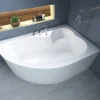 Baignoire asymétrique 160 x 105 Droite MEGA acrylique blanc + avec Tablier + Pieds + Vidage à chromé