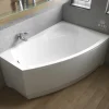 Baignoire asymétrique 150 x 90 Droite FRIDA acrylique blanc + avec Tablier + Pieds + Vidage à chromé