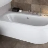 Baignoire asymétrique 180 x 80 Gauche AVITA acrylique blanc + avec Tablier + Pieds + Vidage à chromé