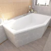 Baignoire asymétrique 150 x 90 Droite SELENA acrylique blanc + Habillage en polystyrène + Pieds + Vidage à chromé