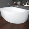 Baignoire asymétrique 130 x 85 Gauche STANDARD acrylique blanc + avec Tablier + Pieds + Vidage à chromé