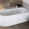 Baignoire asymétrique 150 x 75 Droite AVITA acrylique blanc + avec Tablier + Pieds + Vidage à chromé