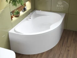 Baignoire asymétrique 170 x 110 Droite DORA acrylique blanc, sans Habillage + Pieds + Vidage à chromé