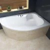 Baignoire asymétrique 160 x 105 Droite MEGA acrylique blanc + Habillage en polystyrène + Pieds + Vidage à chromé