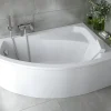 Baignoire asymétrique 140 x 90 Droite RIMA acrylique blanc + avec Tablier + Pieds + Vidage à chromé