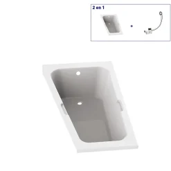 Baignoire asymétrique angle gauche Chaloop L.160 x l.90 cm sans tablier Valentin