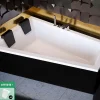 Baignoire Asymétrique avec Tablier Noir - 170 x 125 cm - GAUCHE - INTIMA DUO - 2 REPOSE-TÊTES OFFERTS