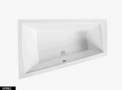 Baignoire Asymétrique avec Tablier Noir - 170 x 125 cm - GAUCHE - INTIMA DUO - 2 REPOSE-TÊTES OFFERTS
