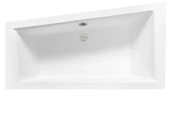 Baignoire asymétrique blanche encastrée + repose tête - INTIMA SLIM - 160 x 90 cm - gauche