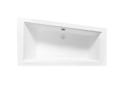 Baignoire asymétrique blanche encastrée + repose tête - INTIMA SLIM - 160 x 90 cm - droite
