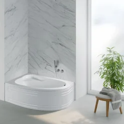 Baignoire asymétrique d'angle gauche Colombia 150 x 100 cm Valentin + Tablier