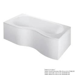Baignoire asymétrique d'angle gauche Folk 180 x 90 cm sans tablier Valentin