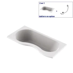 Baignoire asymétrique d'angle gauche Folk 180 x 90 cm sans tablier Valentin
