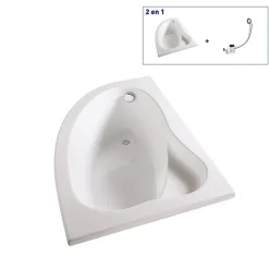 Baignoire asymétrique d'angle droit Colombia 150 x 100 cm sans tablier Valentin