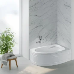 Baignoire asymétrique d'angle droit Colombia 150 x 100 cm Valentin + tablier