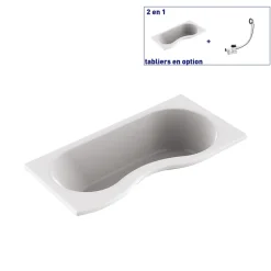 Baignoire asymétrique d'angle droit Folk 180 x 90 cm sans tablier Valentin