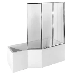 Baignoire asymétrique INTEGRA 75 cm + pare baignoire - Droit - 170cm