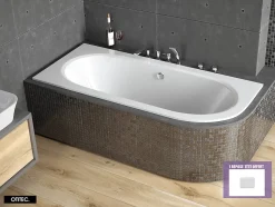 Baignoire Asymétrique sans Tablier - 160 x 75 cm - AVITA SANS TABLIER - GAUCHE - 1 REPOSE-TÊTE OFFERT