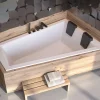 Baignoire asymétrique 170x125 Droite INTIMA SLIM acrylique blanc+Habillage en polystyrène(4 cm)+Repose Tête+Pieds +Vidage à chromé