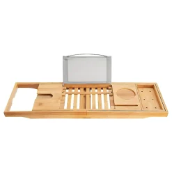 Baignoire asymétrique 160x90 Droite INTIMA acrylique blanc, sans Habillage + Repose Tête + Étagère bambou + Pieds +Vidage à chromé