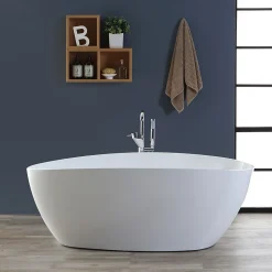 Baignoire Autoportante Design 150X70x56 Cm En Marbre Blanc Rachele Par Kiamami Valentina