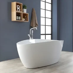 Baignoire Autoportante Design 150X70x56 Cm En Marbre Blanc Rachele Par Kiamami Valentina