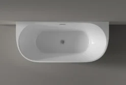 Baignoire autoportante LENA acrylique blanc brillant - 170x75cm - Garantie 5 ans - Sans siphon, Avec robinet mitigeur 1523C