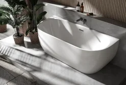 Baignoire autoportante LENA acrylique blanc brillant - 170x75cm - Garantie 5 ans - Avec robinet mitigeur 8028, Sans siphon