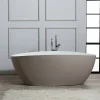 Baignoire Autoportante Rachele En Résine De Marbre Blanc Et Beige