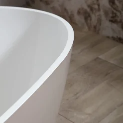 Baignoire Autoportante Rachele En Résine De Marbre Blanc Et Beige