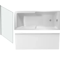 Baignoire bain douche JACOB DELAFON Struktura + pare bain + tablier + étagère 170 x 75