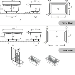 Baignoire bain douche JACOB DELAFON Capsule compacte et profonde 140 x 90 cm