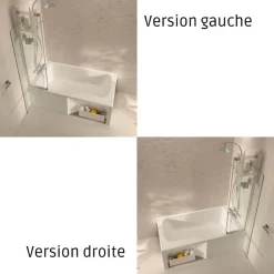 Baignoire bain douche JACOB DELAFON Malice, antidérapant, version Gauche 160x85cm, Blanc mat