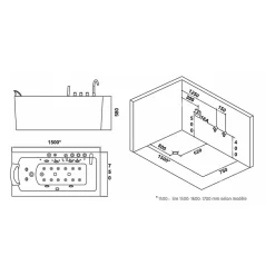 Baignoire balneo HAMILTON 170 1 place ARCHIPEL 170x75 - DROITE