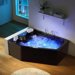 Baignoire balnéo asymétrique MARINA BLACK 2 places ARCHIPEL 181x151 - GAUCHE