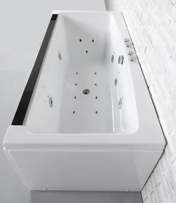 Baignoire balnéo avec tablier rectangulaire L.170 x l.80 x H.63 cm en acrylique coloris blanc, Maya