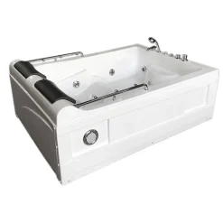 Baignoire Balnèo Blanc 175 X 132 cm Chromothérapie 14 jets Fleur