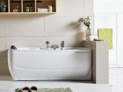 Baignoire balnéo blanche - 1 place - 140L - 150 x 75 x 54,5 cm - Angle droit - GAVINO