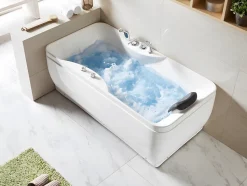 Baignoire balnéo blanche - 1 place - 140L - 150 x 75 x 54,5 cm - Angle gauche - GAVINO