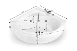 Baignoire balnéo d'angle Maldives Jets 135x135 cm, by Spalina