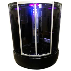 Baignoire Balnèo Douche Chromothérapie 130 X 130 cm noir Ivory