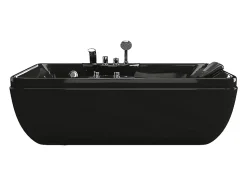 Baignoire balnéo noire - 1 place - 140L - 150 x 75 x 54,5 cm - Angle gauche - GAVINO