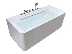 Baignoire balnéo semi-ilot blanche - 1 place - 470 L - 170 x 75 cm - KIRANA