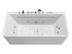 Baignoire balnéo semi-ilot blanche - 1 place - 470 L - 170 x 75 cm - KIRANA
