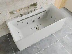 Baignoire balnéo semi-ilot blanche - 1 place - 470 L - 170 x 75 cm - KIRANA