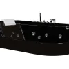 Baignoire balnéo vitrée ARIA noire - 1 place - 263L - 170x80x57cm - angle gauche