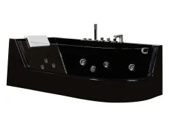 Baignoire balnéo vitrée ARIA noire - 1 place - 263L - 170x80x57cm - angle gauche