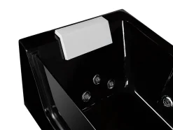 Baignoire balnéo vitrée ARIA noire - 1 place - 263L - 170x80x57cm - angle gauche
